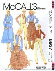6937 MCCALLS VEST, YOKE LONG SLEEVE SHIRT, FLARE RUFFLE SKIRT, PANTS  PATTERN 14
